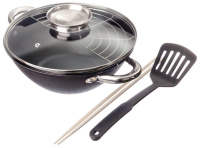 Казан с антипригарным покрытием стеклянная крышка,лопатка Satoshi 3л 808-029