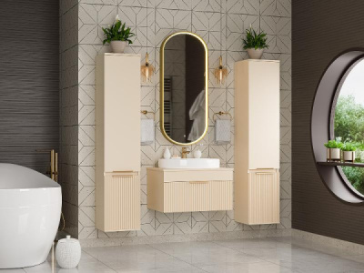 Тумба для ванной Brevita Enfida-70 подвесная 1 ящ. бежевый с умывальником Doppia 65