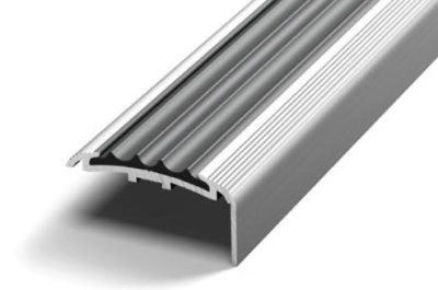 Профиль для плитки ПУ71 угловой с ПВХ накладкой серой 2,7м алюминий 