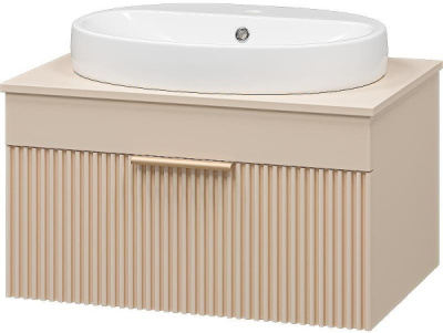 Тумба для ванной Brevita Enfida-70 подвесная 1 ящ. бежевый с умывальником Doppia 65