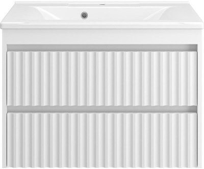 Тумба для ванной Brevita Balaton-80 подвесная 2 ящ. серый с умывальником Комфорт 80