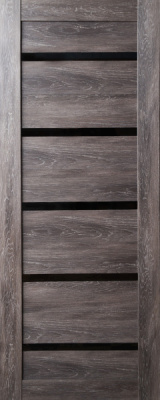 Дверное полотно (дверь) S1 Дуб графит стекло черное 700*2000мм
