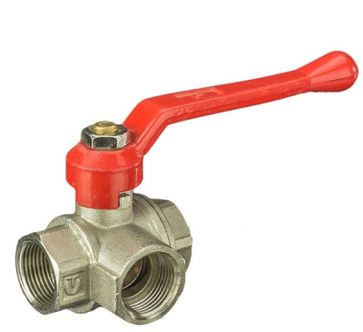 Кран шар VALTEC трехходовой 1/2" г/г/г ручка 