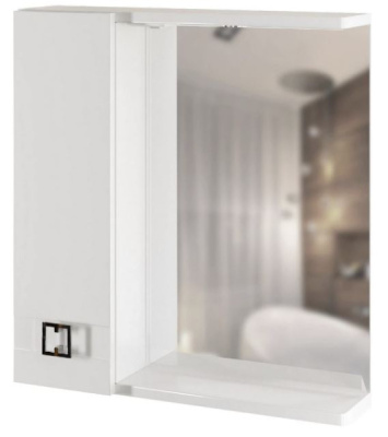 Зеркало-шкаф Квадро-75 белый левый с подсветкой 551702