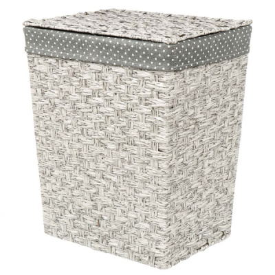 Корзина для белья 34х24х40см Y4-7635 плетеная серая с крышкой 455222