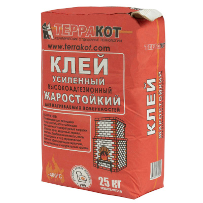 Клей жаростойкий усиленный ТЕРРАКОТ 25кг