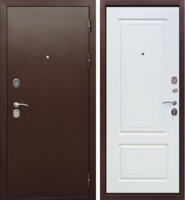 Дверь металлическая Толстяк медный антик Белый ясень (960мм) правая 