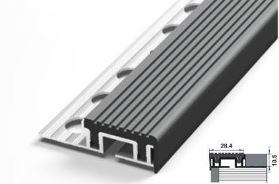 Профиль для плитки ПУ09-1 угловой с ПВХ накладкой черной 2,5м алюминий