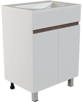 Тумба для ванной MIXLINE Брикс-60 дуб вотан/белый с умывальником Бриз 60 556812