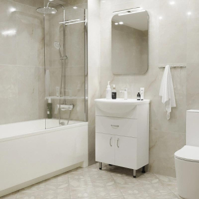 Тумба для ванной MIXLINE Мистраль-60 белый с умывальником Уют 60 556883