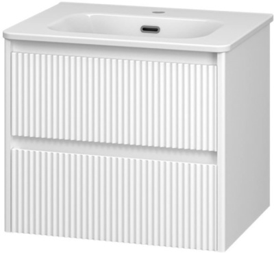 Тумба для ванной Brevita Riva-60 подвесная 2 ящ. белый с умывальником Onda 60