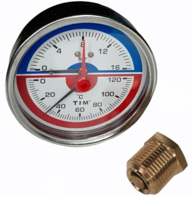 ТермоМанометр TIM 50 х1/4" 6 бар аксиальный с перех. 83615