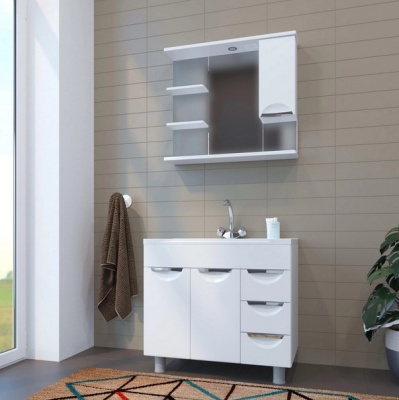 Зеркало-шкаф Этьен-80 белый правый с подсветкой 540869