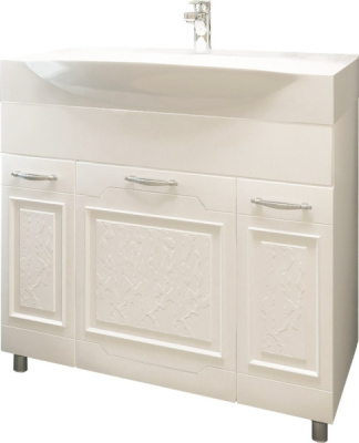 Тумба для ванной Gretta-85 ЕваГолд белая с умывальником Элвис 85