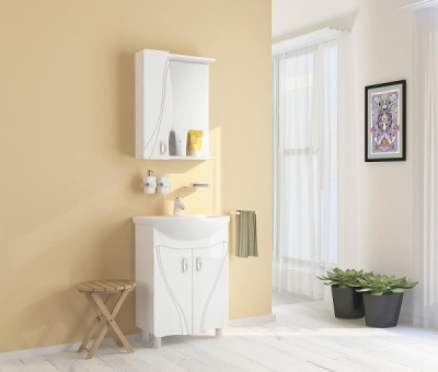 Тумба для ванной MIXLINE Лима-55 белый с умывальником Элеганс 55 550495