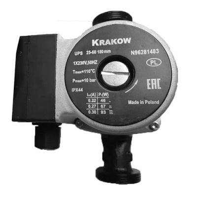 Насос циркуляционный KRAKOW 25/4-180 с гайкой 17109