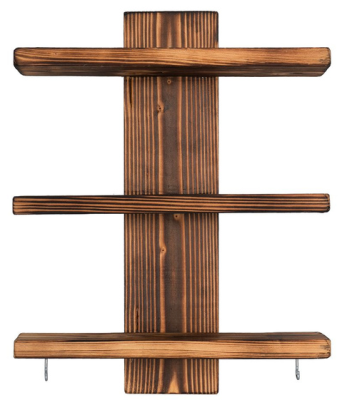 Полка настенная трехъярусная обожженная сосна Банные Штучки 33160