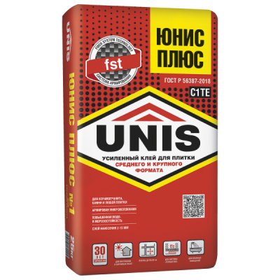 Клей для плитки ЮНИС (UNIS) ПЛЮС усиленный 25кг (48)