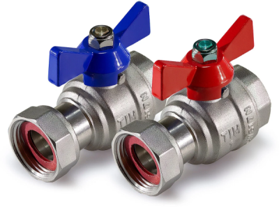 Кран шар TIM 1" с накидной гайкой баб для коллектора (пара) 34768